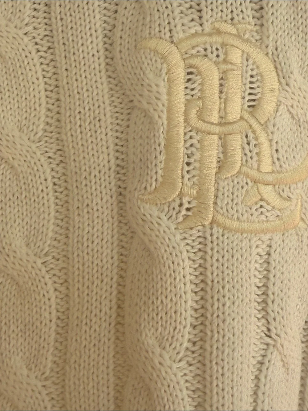 Ralph Lauren White Cable-Knit Crewneck Sweater Size L